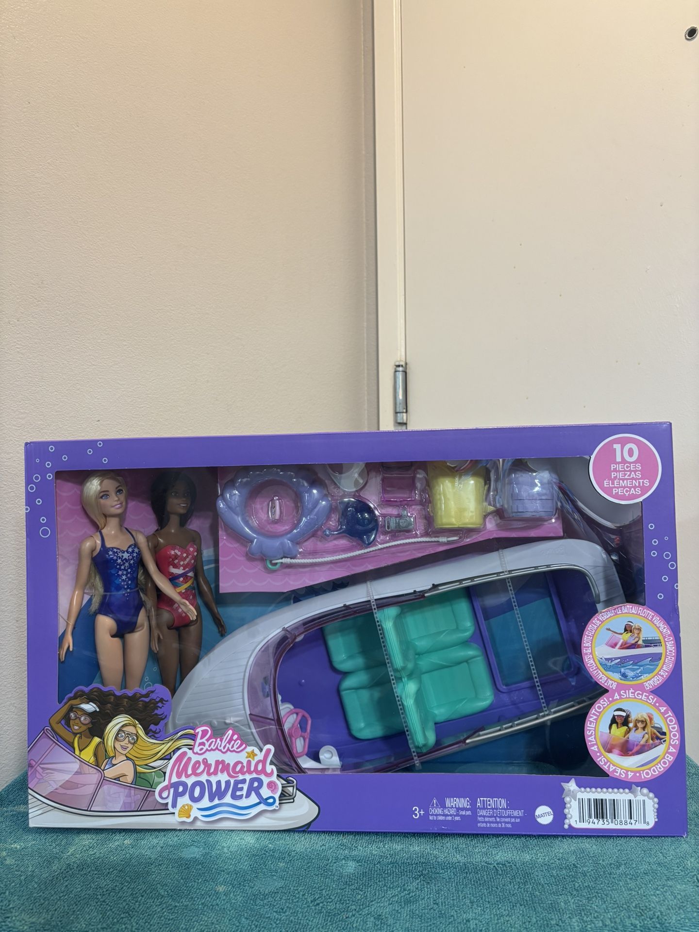 Barbie boat comes with two dolls