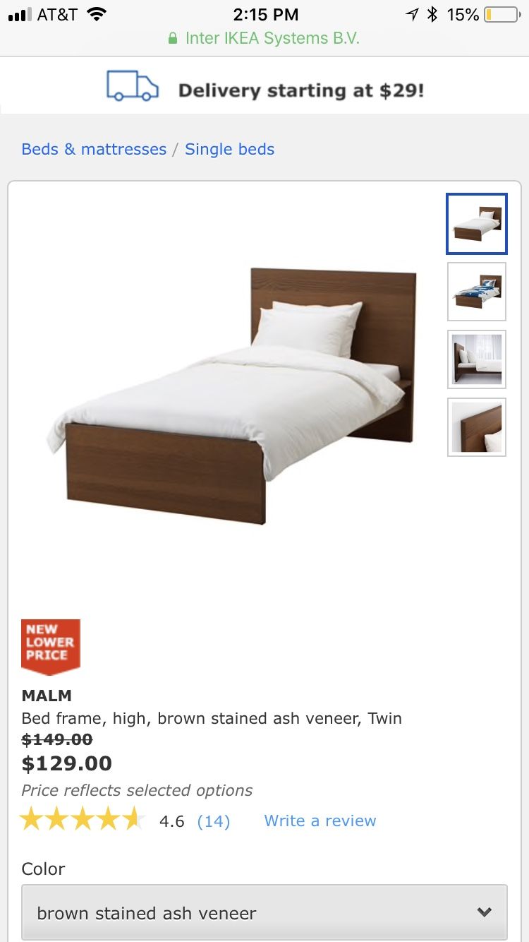 IKEA MALM Twin Bed Frame (Brown)