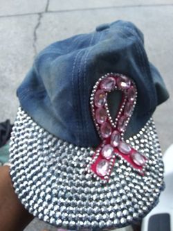 Cap with Breast cancer bling