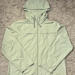 Talbots Women’s L Green Detachable Hood Full Zipper Long Sleeve Raincoat Jacket