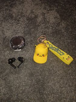 Headphones, and Pikachu keychain