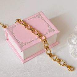 Minimalist Stainless Steel Bracelet/ Material: 18K Gold-Plated Stainless Steel Processing Technique: Electroplating Circumference: 16cm + 5.5cm