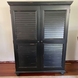 Black Distressed  Storage Or Media Cabinet