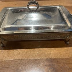 Silver Plated Serving Dish With Pyrex Dish