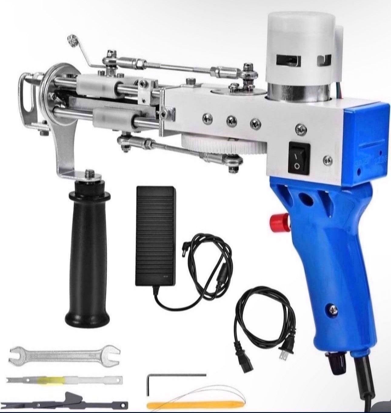 Tufting Gun 2 in 1 Rug Gun Electric Carpet Weaving Gun Handheld for Cut/Loop Pile (Blue)