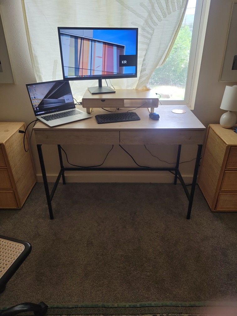 Target Threshold Blonde Wood Two Drawer Desk