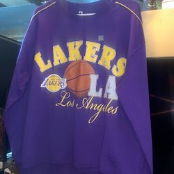  Los Angeles Lakers Sweatshirt Men’s Large Purple Crewneck NBA Retro Style