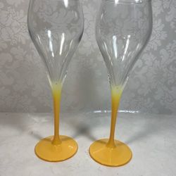 Vintage Yellow Stem Flutes From 70s X2
