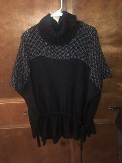 Black one size fits all poncho sweater