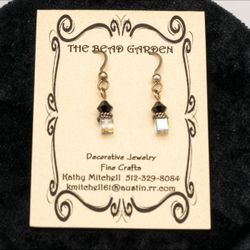 Black and Opalescent Swarovski Crystal Bali silver Earrings