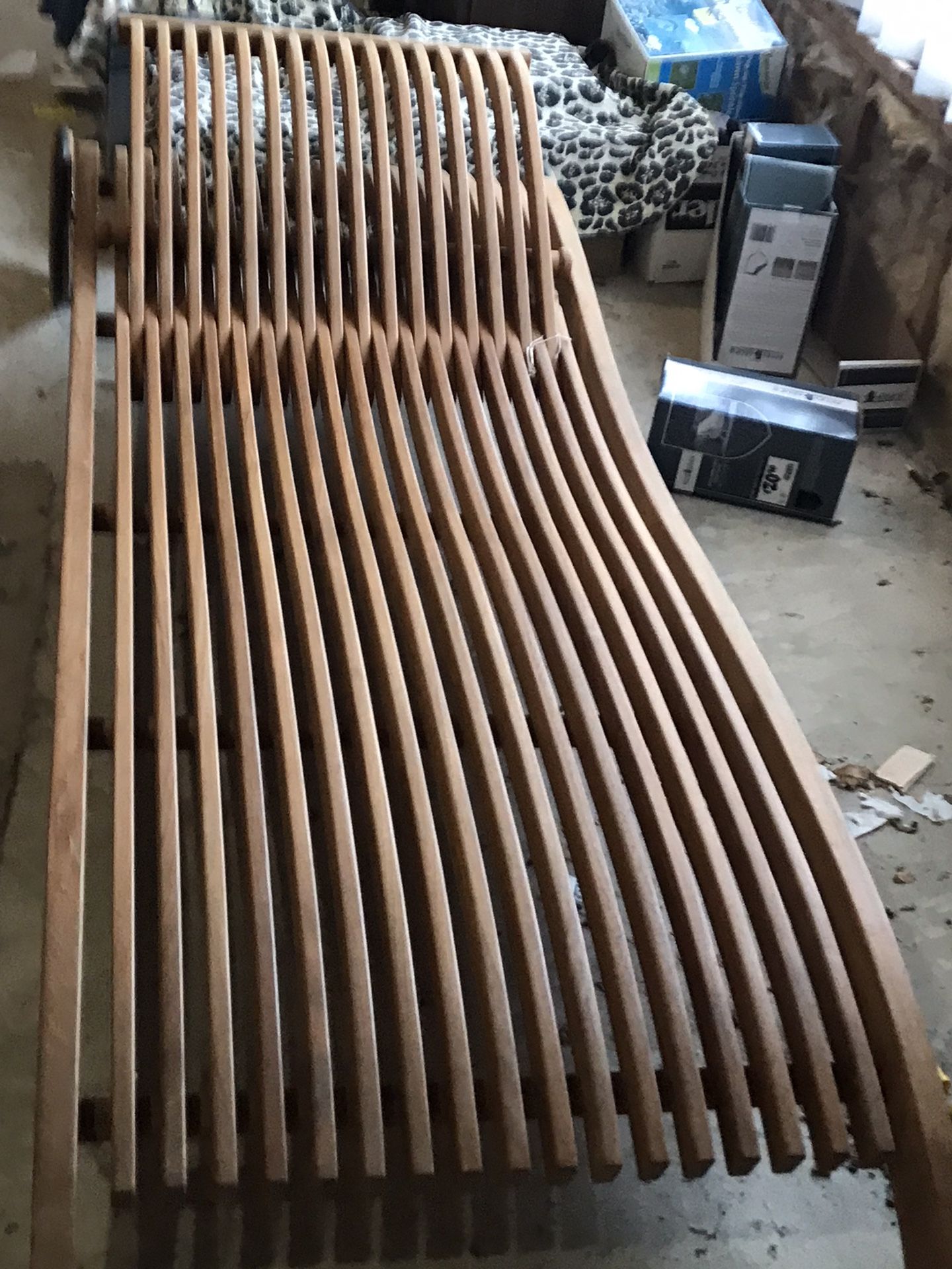 New ** Natural Teak Chaise Lounger Lounge Lawn Chair back...