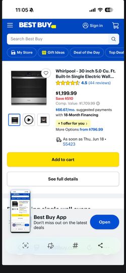 New whirlpool electric built in wall oven New"