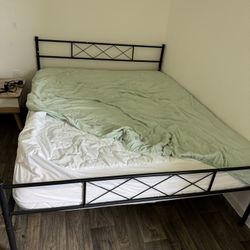 Q Size Bed frame and mattress
