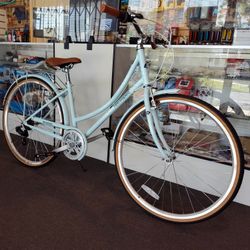 NEW 42CM RETROSPEC BEAUMONT STEP THRU LARIMAR LIGHT BLUE 7 SPEED URBAN LADIES CITY CRUISER BIKE