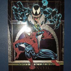 Marvel Masterpiece SPIDERMAN V. VENOM FOIL BATTLE CARD. COLLECT ALL 5. 