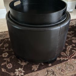 Chocolate Leather Ottoman - Set -Two