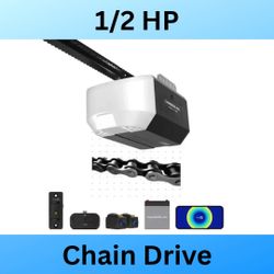 New, Chamberlain C3000 1/2 HP Garage Door Opener with Chain Drive and Backup Battery