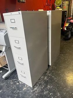 (2) Commercial-Quality HON 4-Drawer Vertical Metal File Cabinets + Approximately 350 File Folders