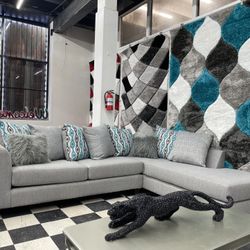 Light Grey Fabric Sectional 