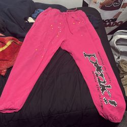 pink sp5der joggers AUTHENTIC 