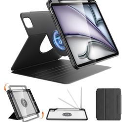 Rotatable Case For IPad Air 11 Inch 2024 (M2),IPad Pro 11 Inch 4th/3rd/2nd/1st Gen And IPad Air 4th/5th Gen,Detachable Magnetic Design,360° Rotating,A