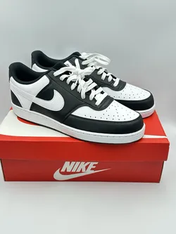 Men’s Nike Court Vision Low Tennis Sneakers Shoes - Black White - Size 9.5, 13