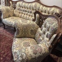 OBO Antique Vintage Royal upholstered Sofa Couch living room Set