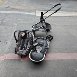 Evenflo Baby Car Seat/ Attachment+ Stroller+ Chair Attachment + Crib Collapsable, With Attachable, Graco Changing table+Baby Einstein Bouncer