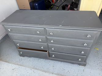 Gray Painted Wood Dresser with 8 Drawers