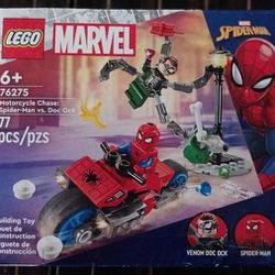 LEGO Marvel Motorcycle Chase: Spider-Man vs. Doc Ock, Buildable Toy for Kids with Stud Shooters and Web Blasters, 2 Marvel Minifigures, Super Hero Toy