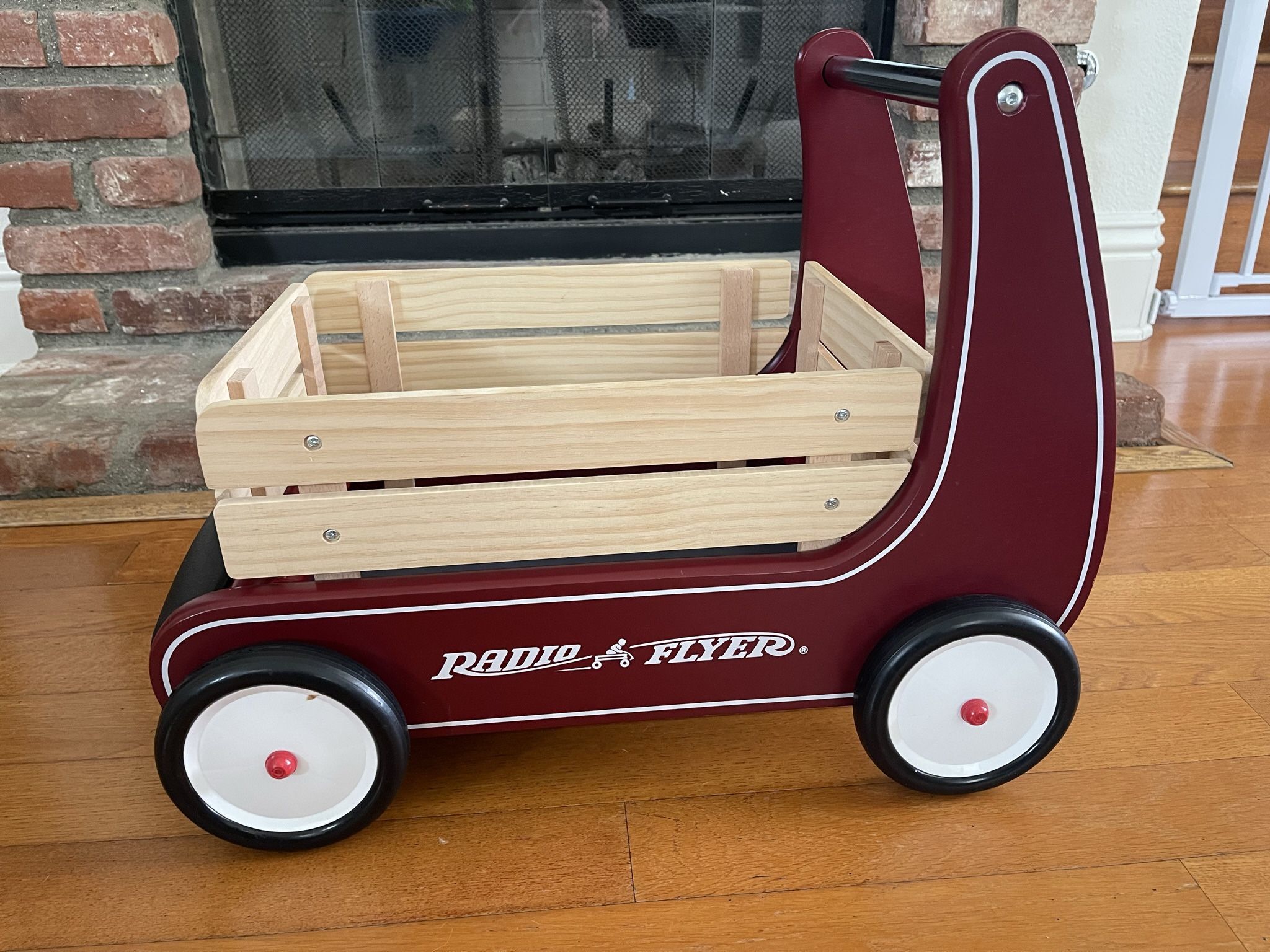 Radio Flyer Classic Walker Wagon, Sit to Stand Toddler Toy, Wood Walker, For Ages 1-4, Red