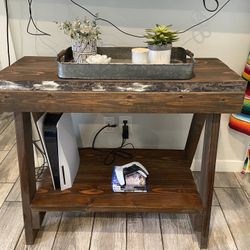 Handmade Industrial Contemporary Wood And Metal Console For Able