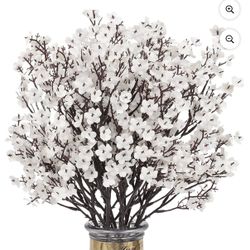 8pc Cream White Plum  Blossom – Artificial Flowers – Home Living Room Decor 
