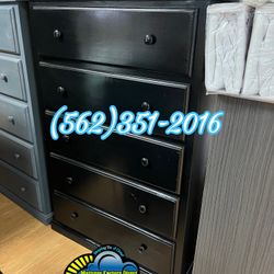 Black Jumbo Pinewood 2 Knob Dresser Chest Cajonera 