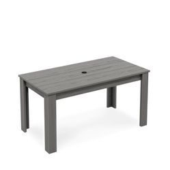 SERWALL Outdoor Rectangle 31″ x 59″ Dining Table 31“ x 59" Rectangle Table Top | Built-in Umbrella Hole | Weather-Resistant HDPE Material DARK GRAY $1