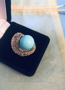 Gorgeous vintage natural stone ring blue turquoise