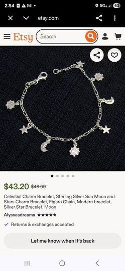 Brazalete de Sterling Silver 925  con Estrellas  y lunas