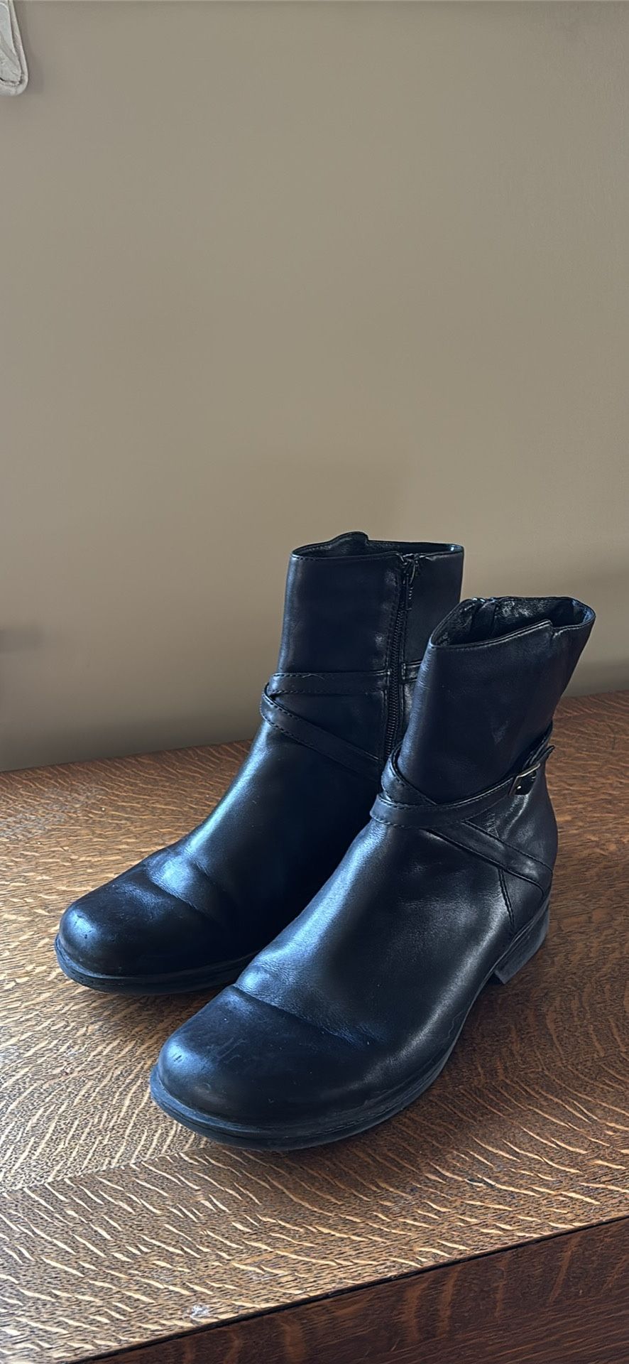 Clarks Black Leather Ankle Boots