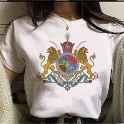 Iran Persia Glory Lion Crown Shir Khorshid Tshirt White