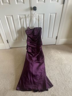 Purple Satin Strapless Formal Gown
