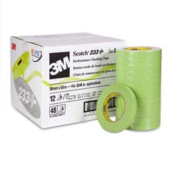 3M Scotch Performance Masking Tape 233+, 26334, Green, 18 mm x 55 mm, Flexible, Moisture Resistant, Premium Paper Backing, 48 Rolls