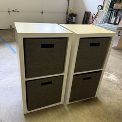 2 Storage Cubbies w/ Grey Inserts