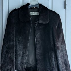 Andrew Marc Black Mink Fur Zip Up Jacket