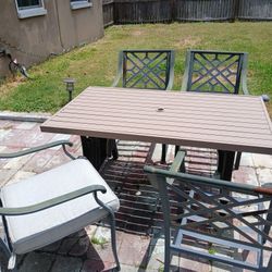 Out Door Table And Chairs With Cushions . 