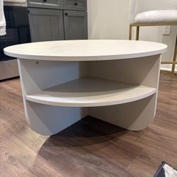Modern Round Coffee Table w/ Storage Shelf – Brand New