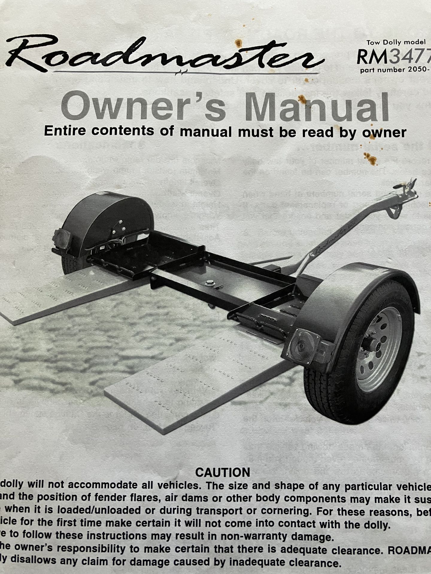 Road Master Model RM3477 tow dolly.