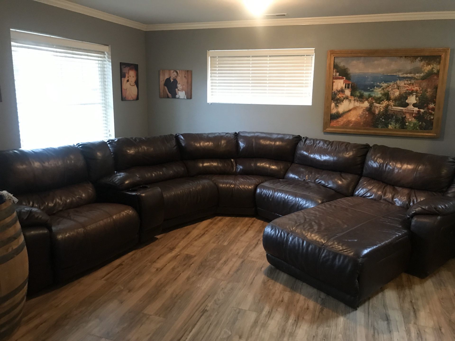 Real leather Six piece sectional/couch $500