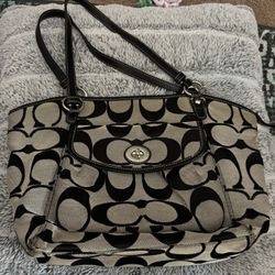 Coach Canvas Bag - Black And Tan