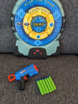 Nerf Electronic Digital Target w/ X-Shot Micro Blaster & 6 Foam Darts Tested Works