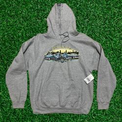 Gildan Mens Large Low Rider Trucks "Truckin Cross The USA” Hoodie Sweater Gray